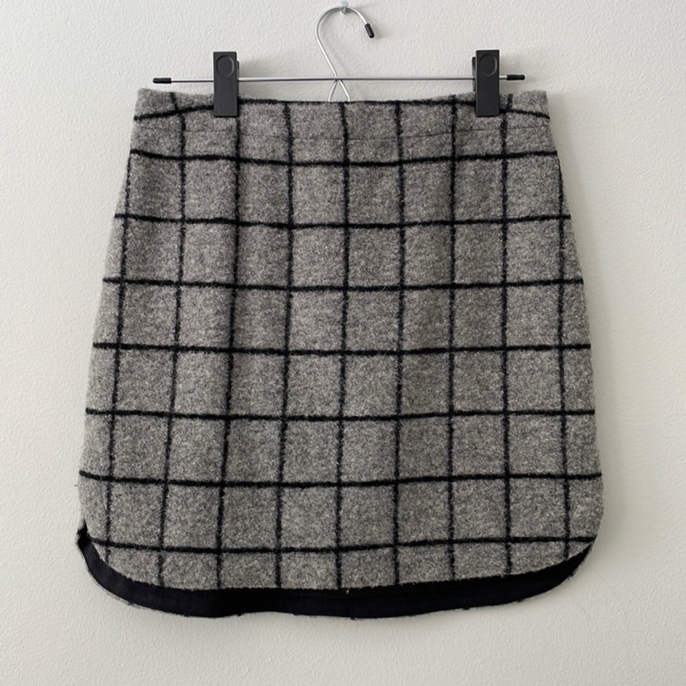 Madewell Windowpane Mini Skirt - black and grey size 2.